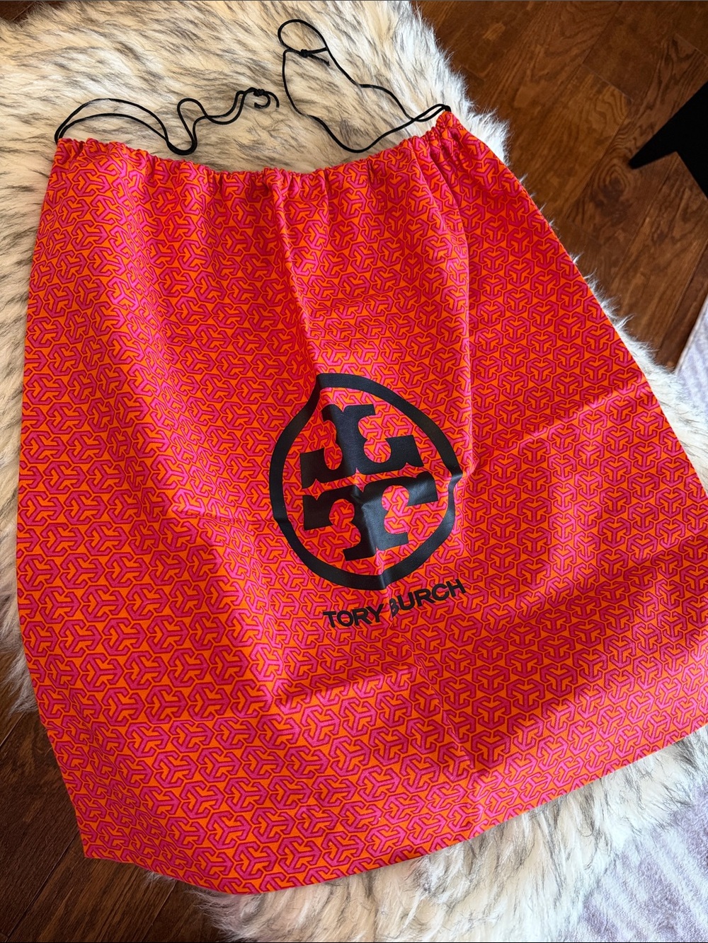 Tory Burch Pink and Orange Logo Accent dustbag
